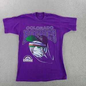 Vintage 1994 Colorado Rockies Artex‎ Purple T-Shirt Mens Single Stitch MLB 90s